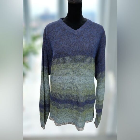 Anthropologie Cousin Johnny Merino Wool Multicolor Pullover Jumper Sweater Sz L - Picture 2 of 12